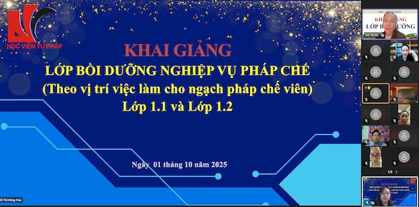 Khai giảng Lớp bồi dưỡng nghiệp vụ pháp chế (theo vị trí việc làm cho ngạch pháp chế viên) năm 2025